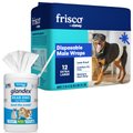 Vetnique Labs Glandex Wipes Hygienic Rear End Wipes, 75 count + Frisco Disposable Male Dog Wraps, X-Large, 12 count