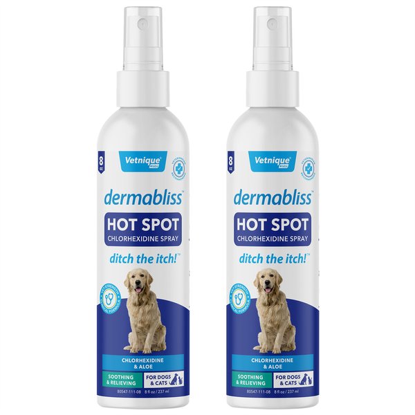 Vetnique Labs Dermabliss Medicated Hot Spot & Skin Fold Wipes, 50 count + Ketoconazole Dog & Cat Spray, 8-oz bottle slide 1 of 9