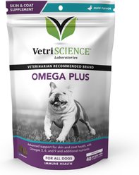 VetriScience Omega Plus Advanced Skin Duck Flavor Dogs & Cats Supplement, 40 Count