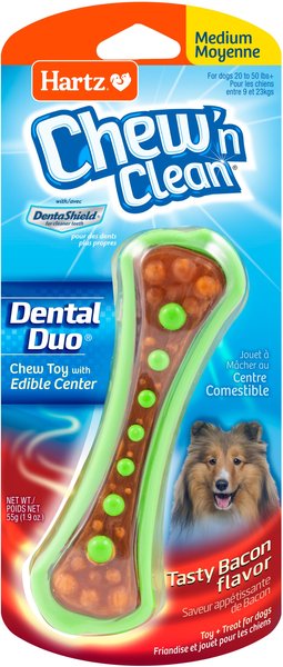 Hartz Chew 'n Clean Dental Duo Dog Treat & Chew Toy, Medium, 1 count slide 1 of 9