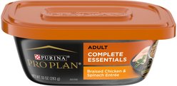Purina Pro Plan Savory Meals Braised Chicken & Spinach Entree Wet Dog Food, 10-oz tub, case of 8
