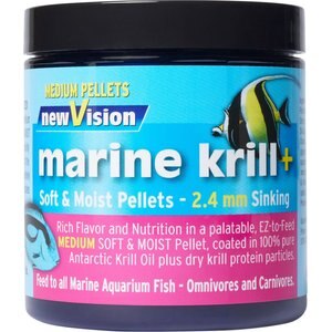 V2O Aquarium Foods Marine Krill+ Small & Medium Pellets Fish Food, 2.4-mm