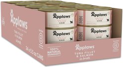 Applaws Limited Ingredient Tuna & Salmon in Broth Canned Wet Cat Food, 25.5-oz can, case of 24