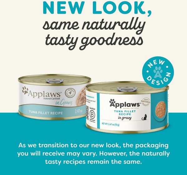 Applaws Tuna Fillet in Gravy Limited Ingredient Canned Wet Cat Food, 2.47-oz can, case of 24