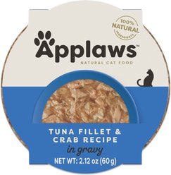 Applaws Tuna Fillet with Crab Recipe in Gravy Limited ingredient Cat Food Pots, 2.12-oz pot, case of 18