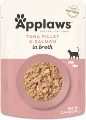 Applaws Tuna with Salmon in Broth Limited ingredient Wet Cat Food, 2.47-oz pouch, case of 12