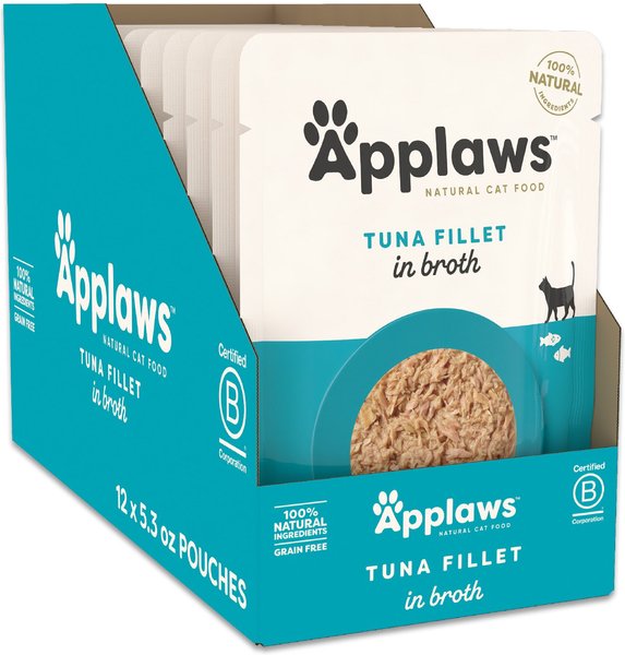 Applaws Tuna with Crab in Broth Limited Ingredient Wet Cat Food, 5.3-oz pouch, case of 12