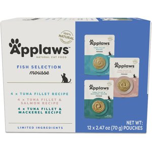 APPLAWS Fish Selection Mousse Variety Pack Limited Ingredient Wet Cat Food 2.47 oz pouch case of 12 Chewy