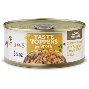 Applaws Taste Toppers Chicken Breast with Pumpkin, Peas & Carrots in Broth Natural Wet Dog Food, 5.5-oz pouch, case of 12