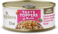 Applaws Taste Toppers Chicken Breast, Salmon & Vegetables in Broth Natural Wet Dog Food, 5.5-oz pouch, case of 12