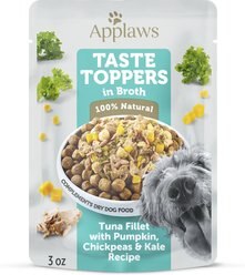 Applaws Taste Toppers Tuna Fillet with Pumpkin, Chickpeas & Kale Recipe in Broth Natural Wet Dog Food, 3-oz pouch, case of 12