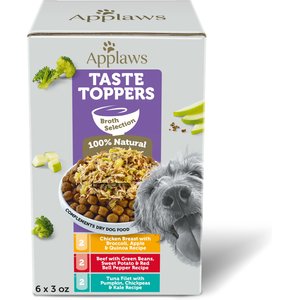 Applaws Taste Toppers Broth Selection Natural Wet Dog Food, 3-oz pouches, case of 6