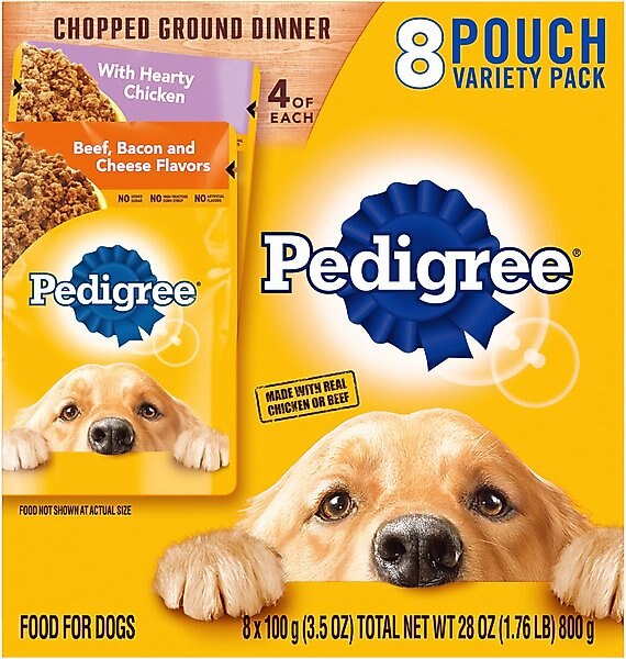 Pedigree Chopped Dinner Variety Pack Adult Wet Dog Food, 3.5-oz pouch, case of 8 slide 1 of 8