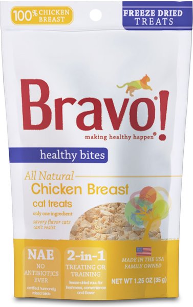 BRAVO Healthy Bites Chicken Breast Freeze Dried Cat Treats 1.5 oz bag Chewy