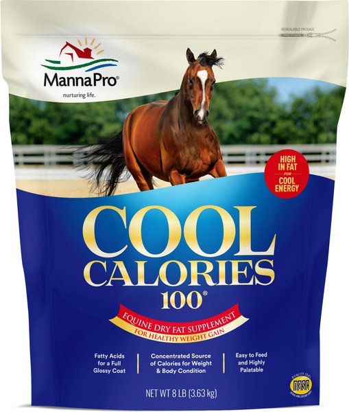 Manna Pro Cool Calories 100 Healthy Weight Gain Equine Dry Fat Horse Supplement, 8-lb bag