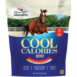 Manna Pro Cool Calories 100 Healthy Weight Gain Equine Dry Fat Horse Supplement, 8-lb bag