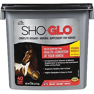 Manna Pro Sho-Glo Complete Vitamin & Mineral Supplement for Healthy Skin & Coat Horse Supplement, 5-lb bag
