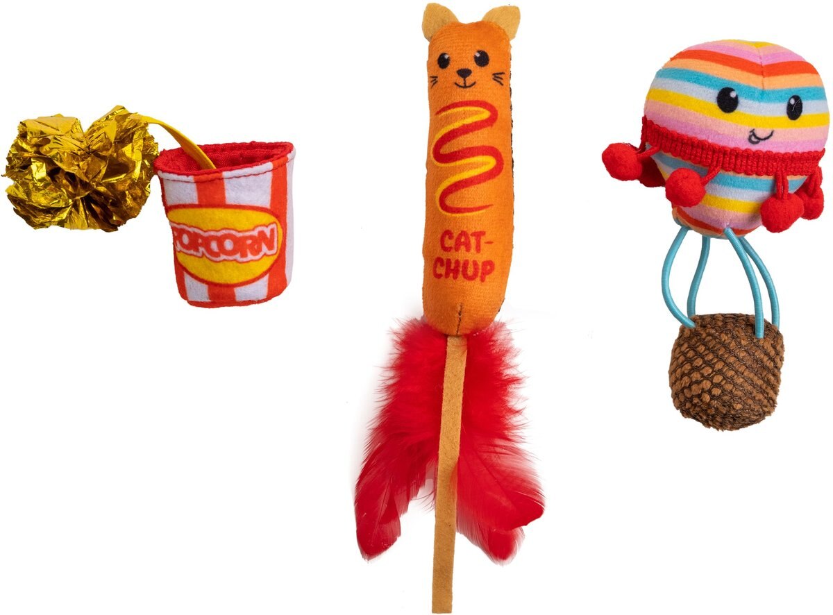 CATSTAGES Pawrty Interactive Plush Catnip Cat Toy, Multicolor, 3 count