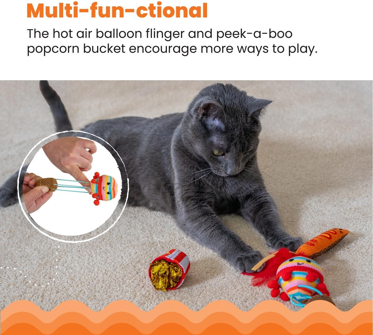 CATSTAGES Pawrty Interactive Plush Catnip Cat Toy, Multicolor, 3 count