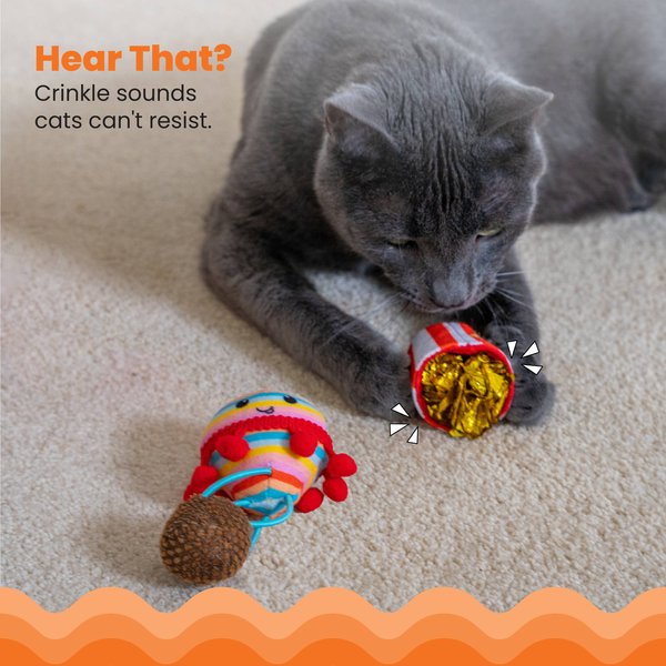 Catstages Pawrty Interactive Plush Catnip Cat Toy, Multicolor, 3 count