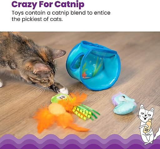 Catstages Hide & Seek Fish Bowl Interactive Cat Puzzle Toy, Blue