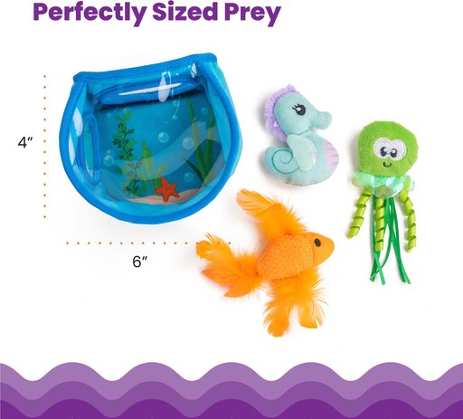 Catstages Hide & Seek Fish Bowl Interactive Cat Puzzle Toy, Blue