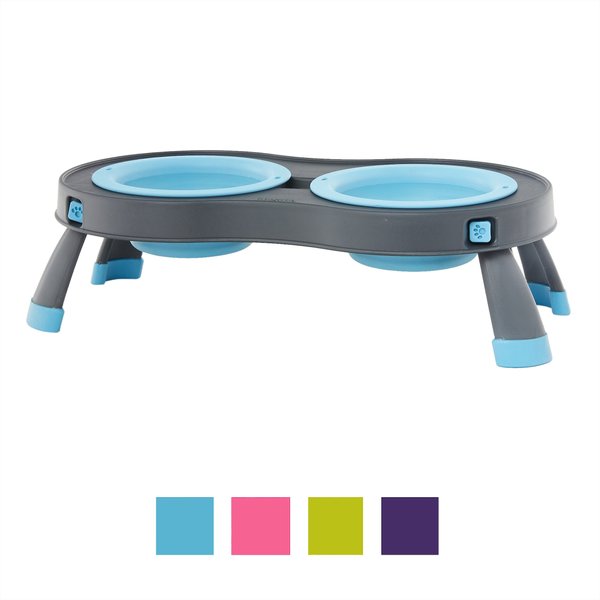 Dexas Popware for Pets Single Elevated Pet Bowl, Gray/Blue