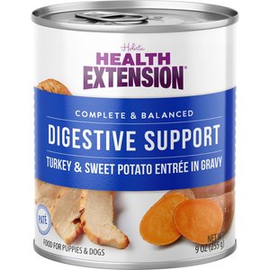 Health Extension Digestive Support Turkey & Sweet Potato Entrée in Gravy Dog Food, 9-oz can, case of 12