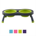 Dexas Popware Double Non-Skid Elevated Dog & Cat Bowls, Green, 2.5-cup