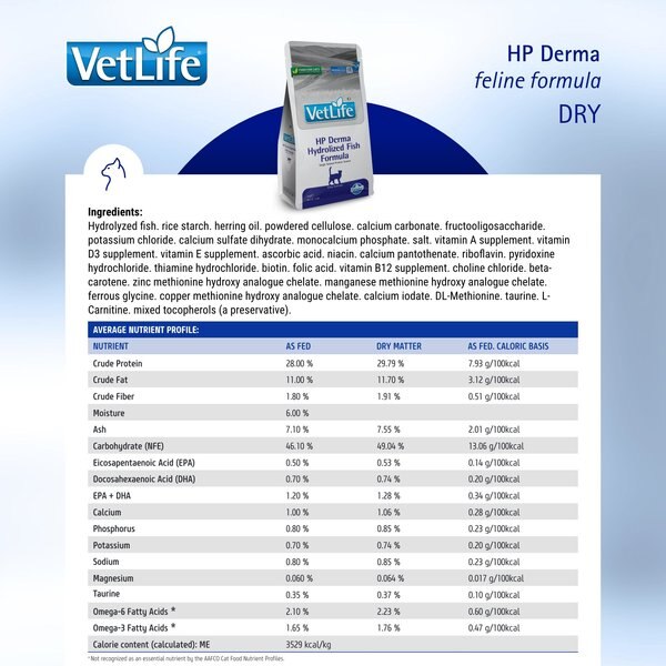 FARMINA VET LIFE Hydrolyzed Protein Derma Feline Dry Cat Food, 4.4-lb ...