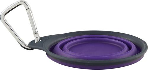 Show full view: Dexas Popware for Pets Collapsible Travel Non-Skid Silicone Dog & Cat Bowl with Carabiner, Purple, 1-cup slide 4 of 7