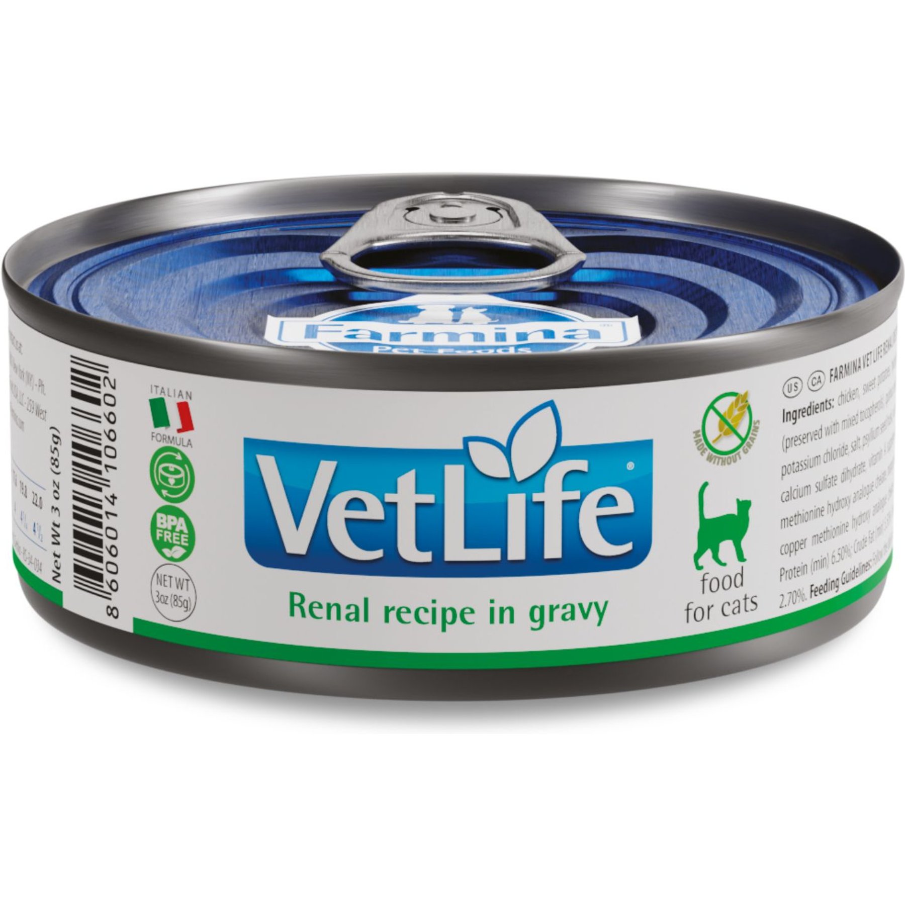 FARMINA VET LIFE Cat Renal Recipe In Gravy Wet Cat Food 3 oz can