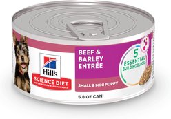 Hill's Science Diet Puppy Small & Mini Beef & Barley Entrée Canned Dog Food, 5.8-oz can, 24 count