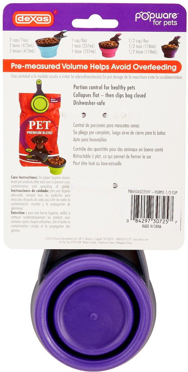Dexas Popware for Pets Collapsible Kennel Pet Bowl, Brown/Purple