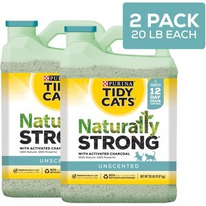 Tidy Cats Naturally Strong Unscented Clumping Clay Multi Cat Litter, 20-lb jug, 2 count