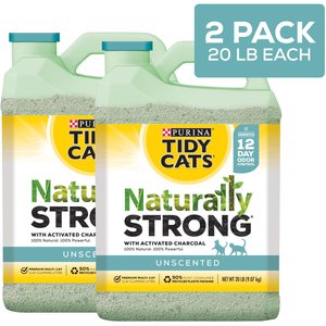 Tidy Cats Naturally Strong Clumping Clay Multi Cat Litter, 20-lb jug, 2 count, Unscented