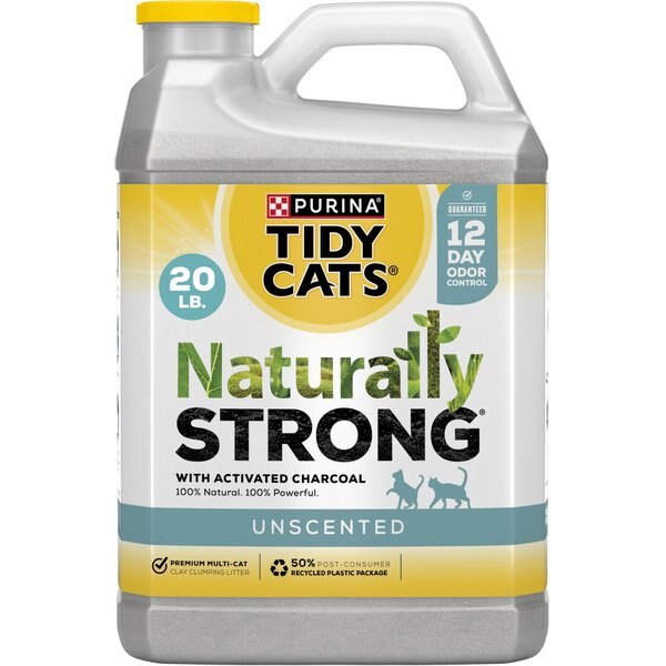 TIDY CATS Naturally Strong Clumping Clay Multi Cat Litter, 20lb jug, 2 count, Unscented