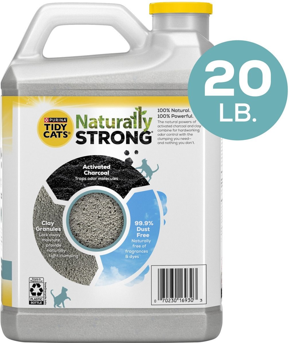 TIDY CATS Naturally Strong Clumping Clay Multi Cat Litter, 20lb jug, 2 count, Unscented