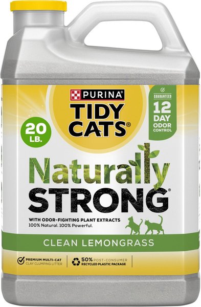 TIDY CATS Naturally Strong Clean Lemongrass Scented Clumping Clay Cat Litter 20 lb jug 2 count Chewy