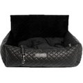 Nandog Prive Collection Quilted Vegan Leather Dog Car Seat Bed, Black, Medium