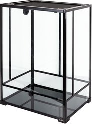 REPTI ZOO 2-in-1 Tall Glass Reptile Terrarium, Black