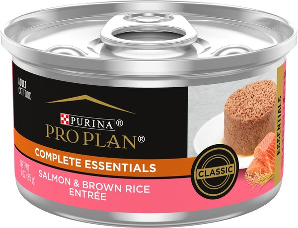 Purina Pro Plan Complete Essentials Adult Salmon & Brown Rice Entree Classic Canned Cat Food, 3-oz, case of 24 slide 1 of 10