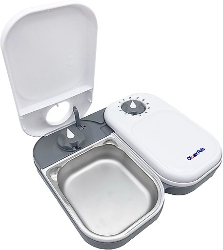 Closer Pets Two-meal Automatic Cat & Dog Feeder, White