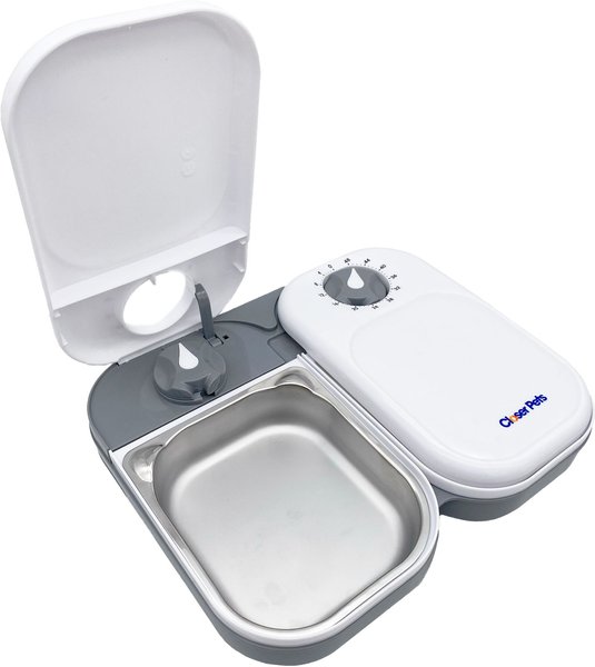 Closer Pets Two-meal Automatic Cat & Dog Feeder, White slide 1 of 8