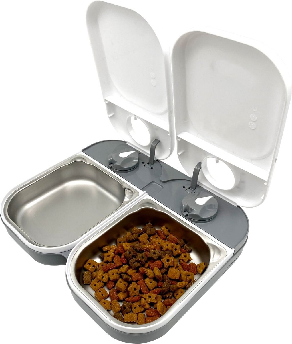 Closer Pets Two-meal Automatic Cat & Dog Feeder, White