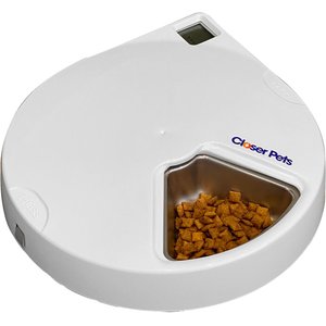 Closer Pets Five-meal Automatic Cat & Dog Feeder with Digital Timer, White