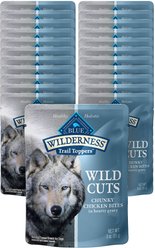 Blue Buffalo Wilderness Trail Toppers Wild Cuts Chunky Chicken Bites in Hearty Gravy Grain-Free Dog Food Topper, 3-oz, case of 24
