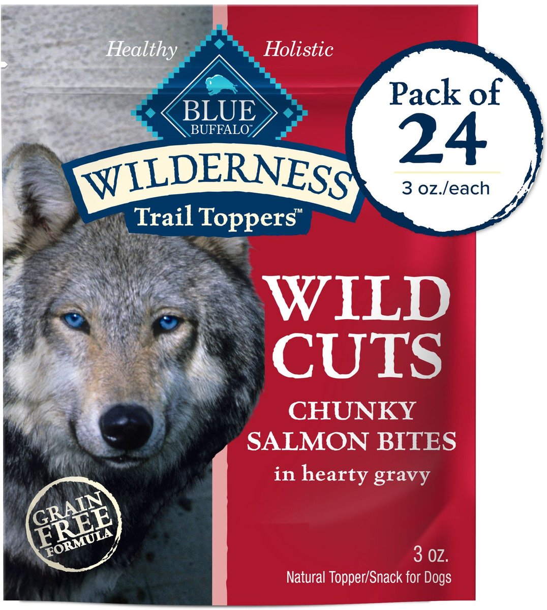 Blue Buffalo Wilderness Trail Toppers Wild Cuts Chunky Salmon Bites in Hearty Gravy Grain-Free Dog Food Topper
