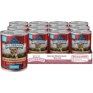 Blue Buffalo Wilderness Rocky Mountain Recipe Red Meat Dinner Puppy Grain-Free Canned Dog Food, 12.5-oz, case of 12