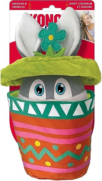 KONG Puzzlements Surprise Flower Pot Squeaky Plush Dog Toy, Medium slide 1 of 3